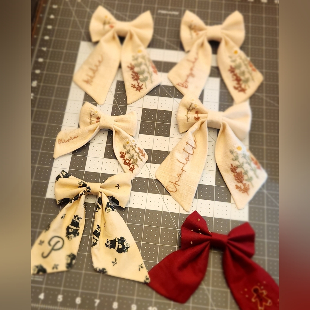 Handmade Custom Embroidered Bows